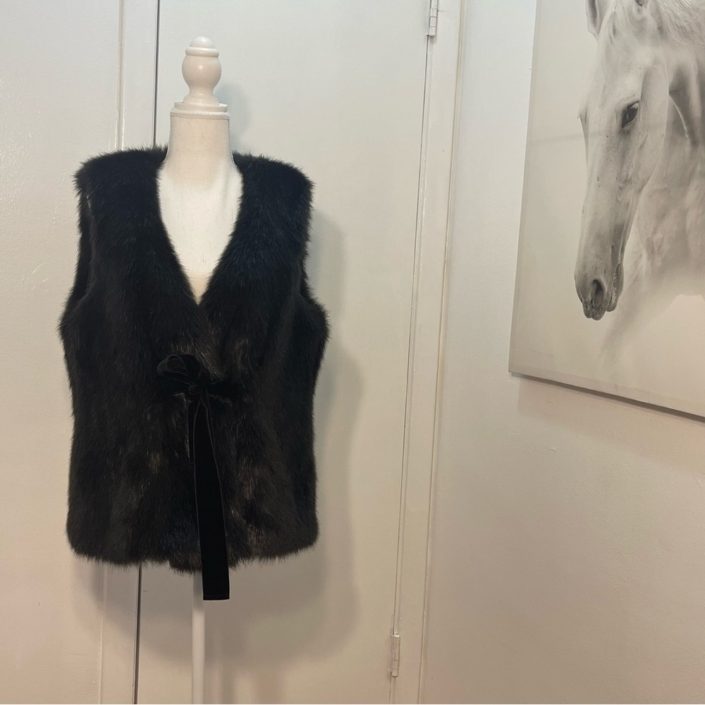 WORTH NEW YORK BLACK FAUX FUR VEST